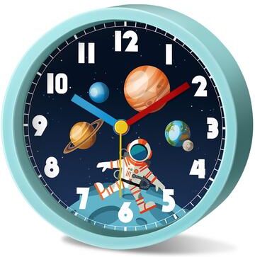 Daily Discovery Astronaut Planet Kids Alarm Clock Silent Non Ticking Cartoon Bedside Desk Clock For Children nza177 Blue