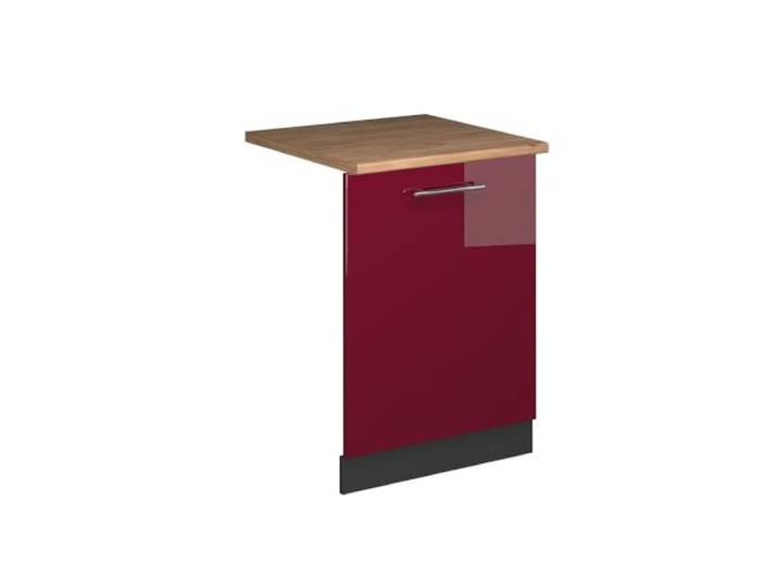 Vicco Geschirrspülblende Fame-Line, Bordeaux Hochglanz, 60 cm MDF-Front · Arbeitsplatte Eiche · Passend zur Küchenfront · Metallgriffe · Einfache Integration