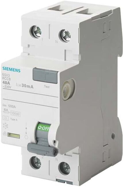Siemens Interrupteur différentiel industriel numérique Type A, 30mA, 16A 5SV3311-6 (5SV33116)