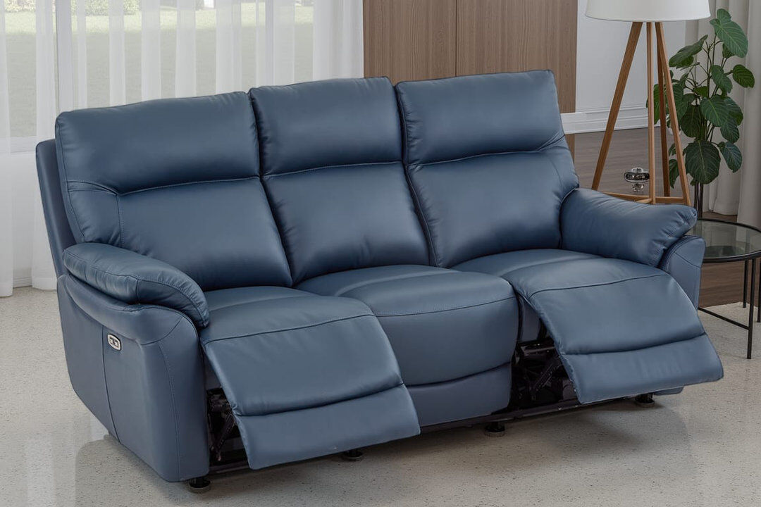 Mercer41 Huckins 3 Seater Electric Reclining Sofa Navy Blue 3