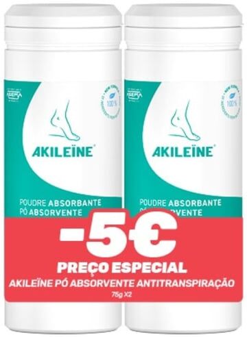 Akileine Pack Pó Antitranspirante Pés 2x75g   Preço Especial