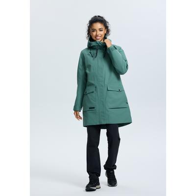 Funktionsparka ICEPEAK "ICEPEAK ALPENA", Damen, Gr. 42, grün (antique grün), Obermaterial: 100% Polyester, Jacken, wasserdicht, winddicht, atmungsaktiv, mit fester Kapuze