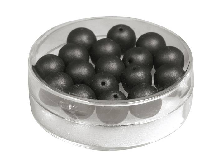 Rayher Silk-Bead Glas Perlen Schwarz 8 mm 18 Stück