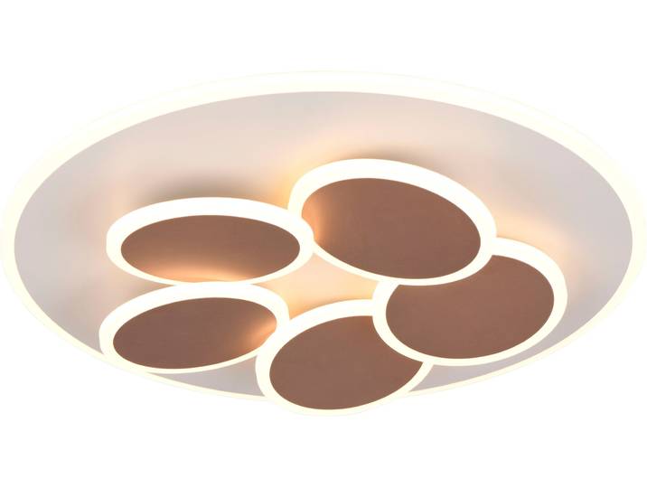 TRIO LEUCHTEN LED Deckenleuchte MANDALA, LED Deckenlampe mit Fernbedienung, dimmbar CCT Nachtlicht , beige (greige), 1, Ø 49cm H: 7,5cm, 1 Stk., Leuchten, Memory- und Timerfunktion 4200 Lumen warm- bis kaltweiß 2700-6500K 35W, LED Deckenleuchte