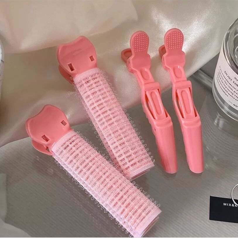 INF Air Bangs Volumizing Haarroller Clip Set - Pinke, flauschige Haarclips für mehr Volumen