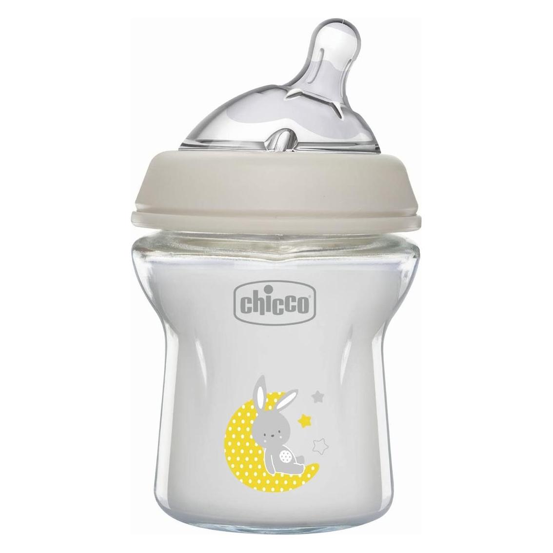 Chicco Babyfläschchen NATURAL FEELING Glas Sauger Silikon langsamer Fluss UNI 0m+ (150 ml) (00081211300000)
