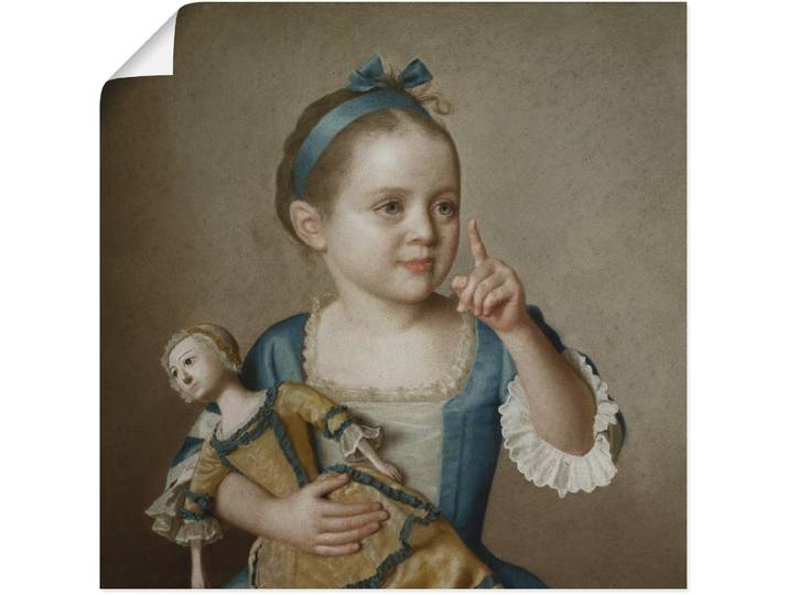 Poster ARTLAND Mädchen mit Puppe. , bunt (farbe bild(er): bunt), B:40cm H:40cm, Bilder, Poster, ohne Rahmen