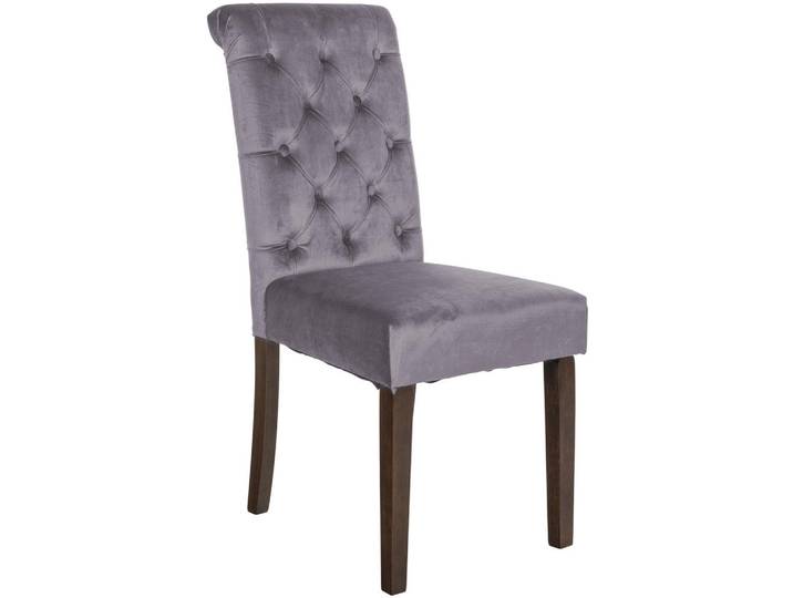 CLP Stuhl Samt Dunkelgrau, Holz, 45x98x63 cm, Esszimmer, Stuhl