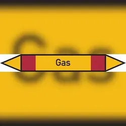 Rohrleitungskennzeichen Gas - 187x26 mm Folie selbstklebend