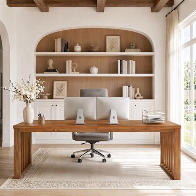 BLUEBELL 78.7 Inch Solid Wood Computer Desk 2 Person, Large Farmhouse Double Executive Home Office Desks