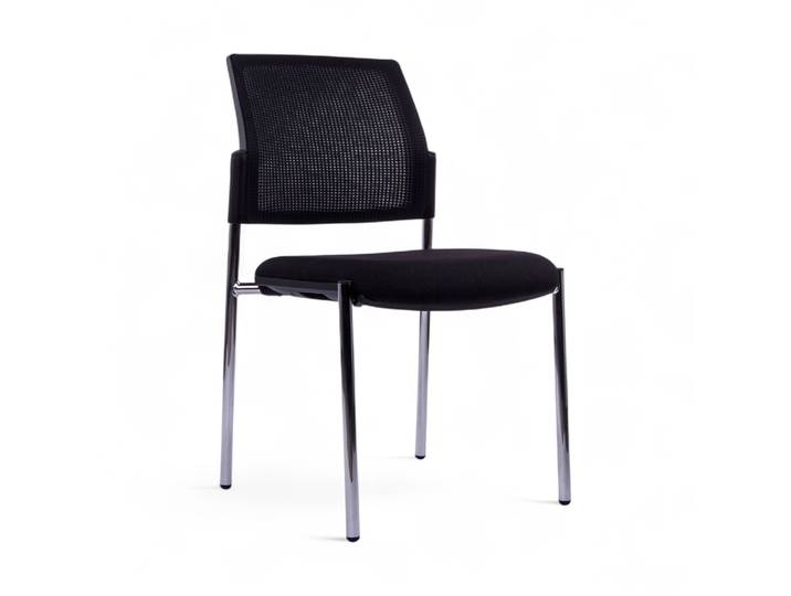 4-leg chair Chairzone Self One Visit 10 Black/Chrome-plated without armrests, New - Perfect for office and reception