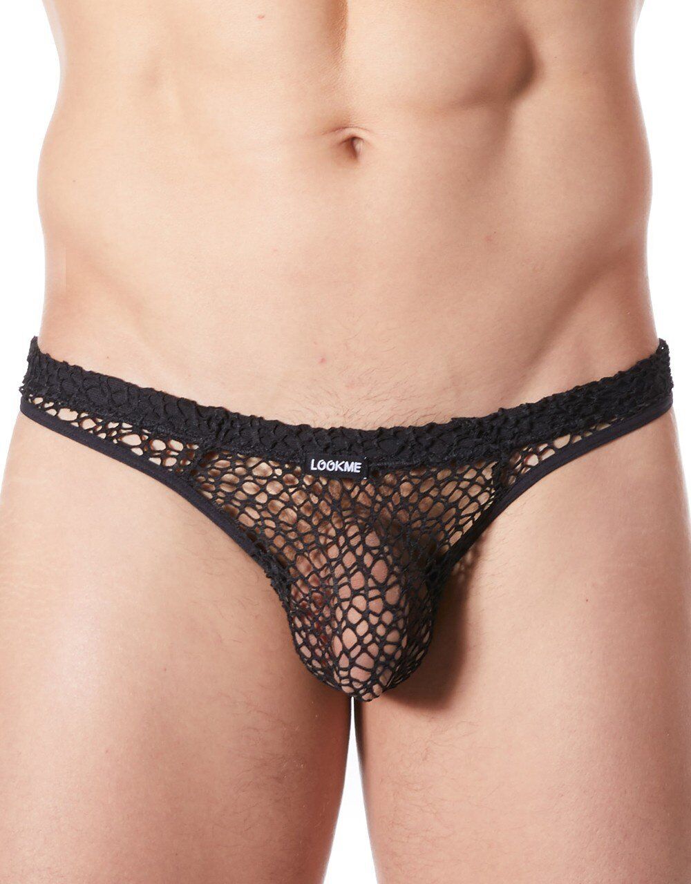 Look Me String noir sexy filet irrégulier fétichiste