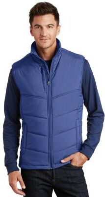 Port Authority J709 Puffy Vest in Mediterranean Blue/Black size Small   Polyester
