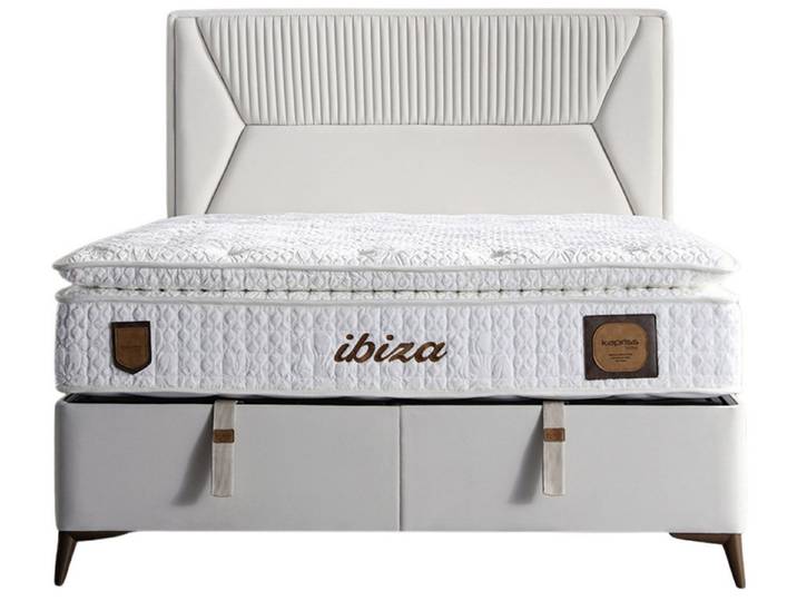 Villa Möbel Boxspringbett Ibiza (Bett (ohne Matratze), Liegefläche 140x190), Bettkasten mit XXL Stauraum und Gasdruckfedern für einfache Handhabung