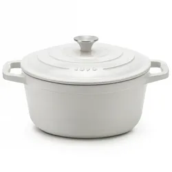 La Fonderie 1890 Runder Schmortopf IENA25 aus emailliertem Gusseisen 25 cm, Fassungsvermögen 4,7 L, Beige