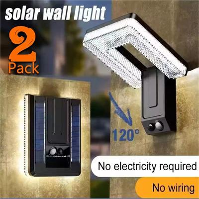 Inspired Living LumiGuard Solar Motion Sensor Light Foldable Outdoor Solar Wall Light With 3 Lighting Modes 2pcs