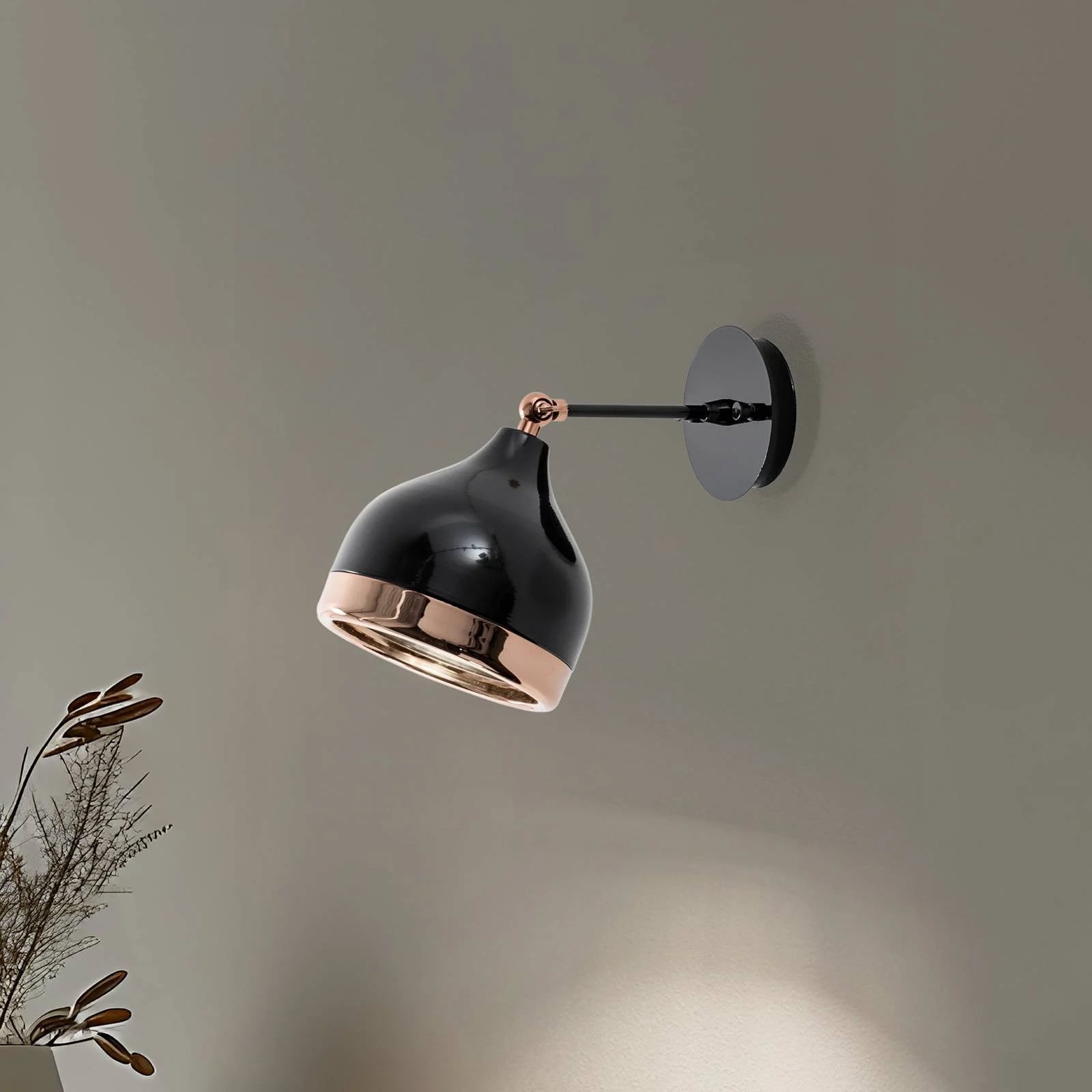 Opviq Wandlamp Modern Zwart en Koper Metaal Dimbaar