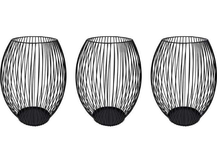 QUVIO Kaarsenhouder met frame - Kaarsenstandaard - Kaarsenhouder zwart - ø9x21 cm - Rond - Metaal - Zwart - Set van 3