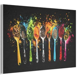 AKUSTIKBILD Löffel - Gewürze - Modern - Graffiti - Farbe - Farbenfroh Akustikpaneele 90x60 cm