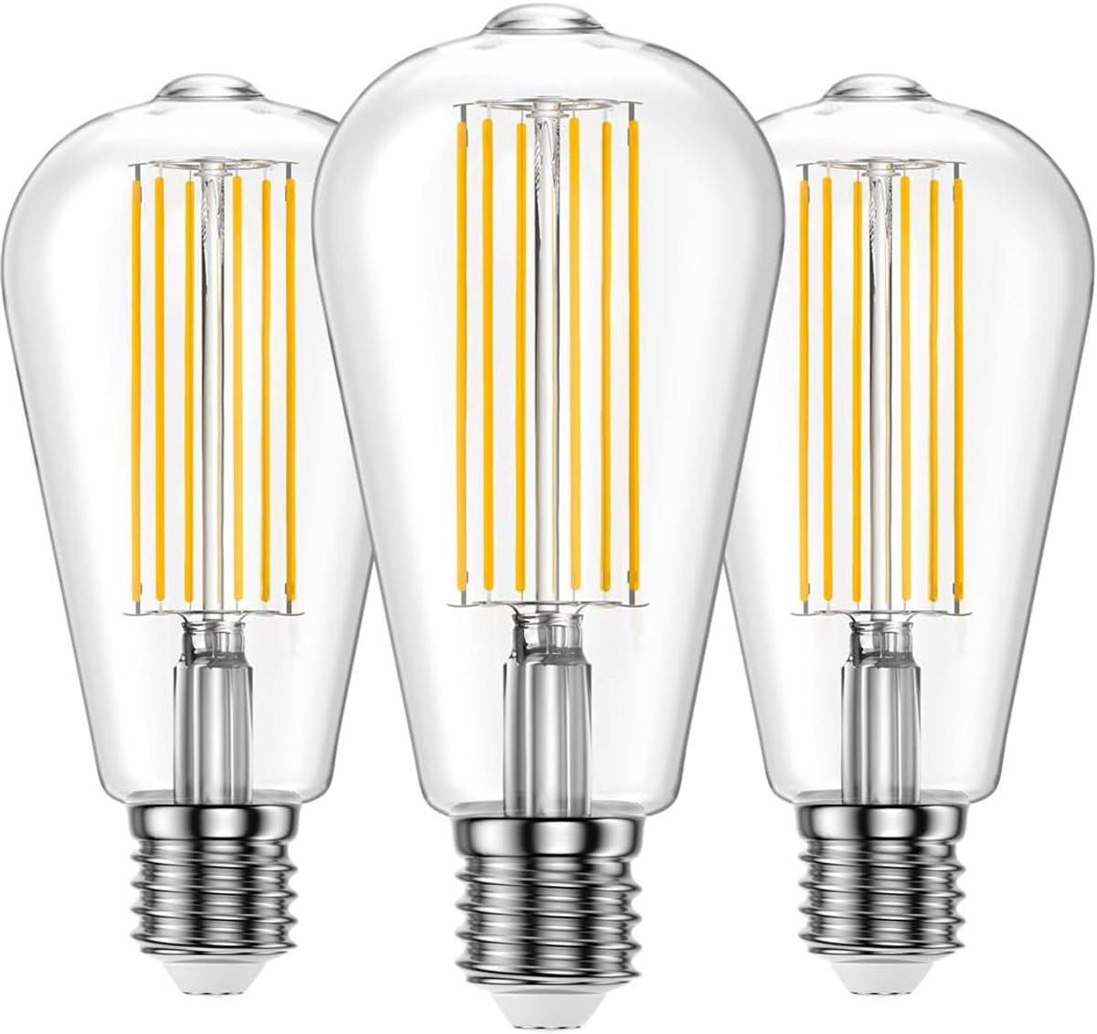 Set van 3 Merkloze ST64 Edison LED Lampen in Vintage Stijl, E27 fitting, 10W, 4000K Natuurlijk Licht, Retro Glas