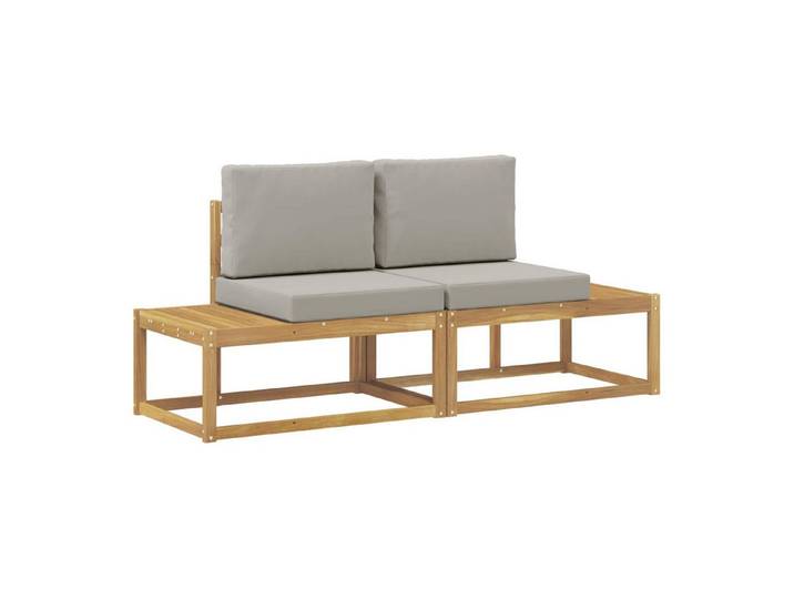 vidaXL Sofaelement Outdoor End Sofa mit Kissen 2 Stück Weiß Massivholz (2 St)