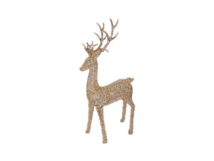 X-Mas Dekorentier, Goldfarben, Metall, Kunststoff, Uni, 1 mm, Rentier, 43x270x110 cm, RoHS, CE, LED-Beleuchtung, Dekoration, Weihnachtsdekoration, Winterdeko