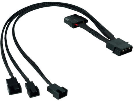 Phobya Y-Adapter 4Pin Molex auf 2x 4Pin PWM und 3Pin - Schwarz 30cm