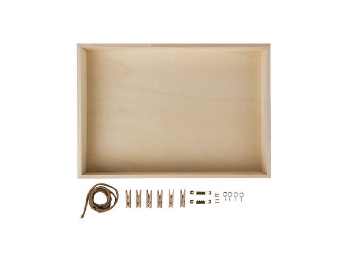 Holz-Rahmen m. Rückwand, FSC Mix Credit, 36x25x5cm, +Kordel, Aufhänger,Klammern