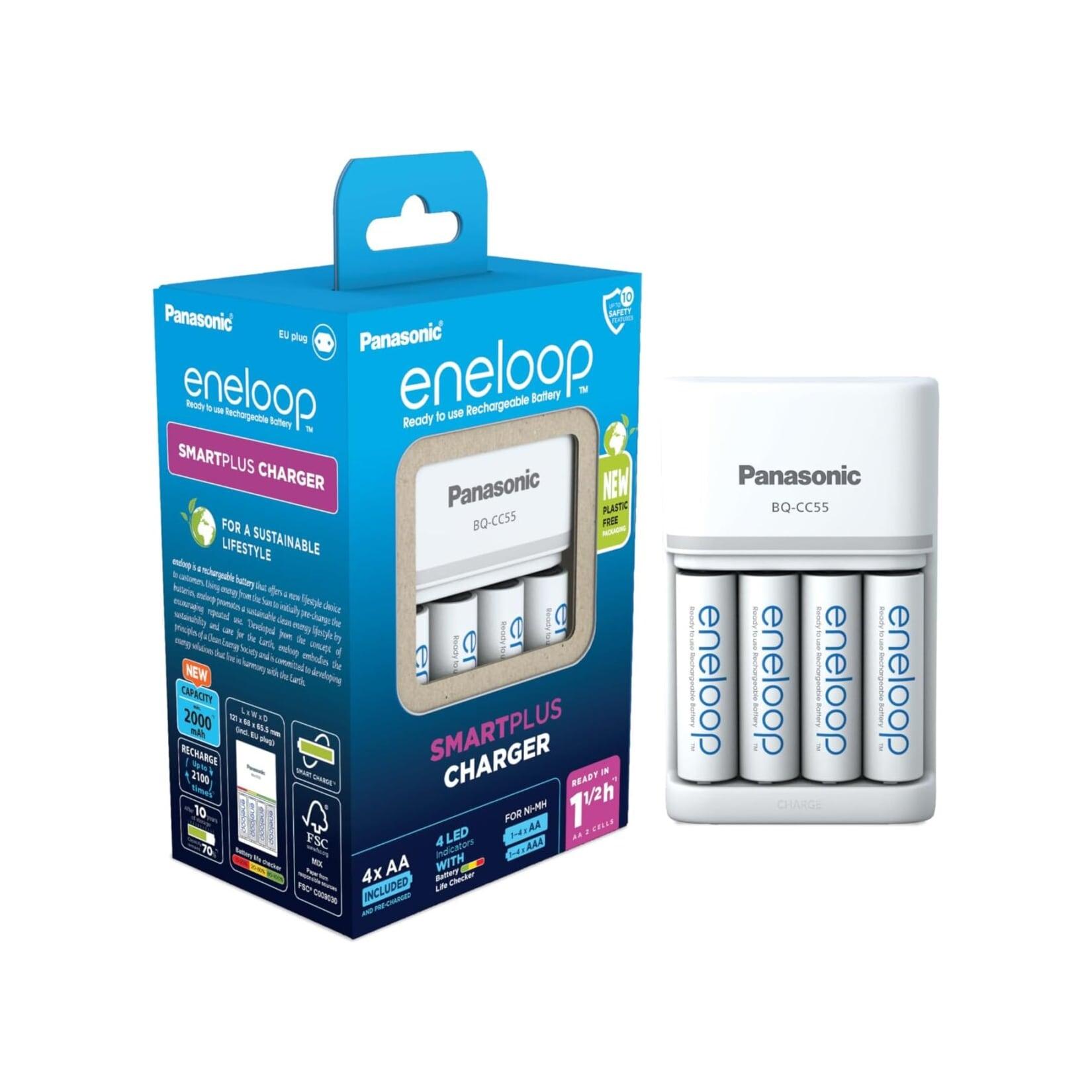 Eneloop Ladegerät mit 4x AA Akkus 2000 mAh – Schnellladegerät Set