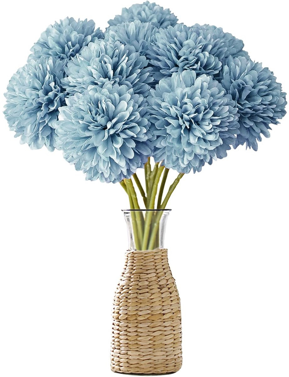 Dailygoods Kunsthortensia Boeket 12 Stuks - Zijden Kunstbloemen voor Binnen en Buiten