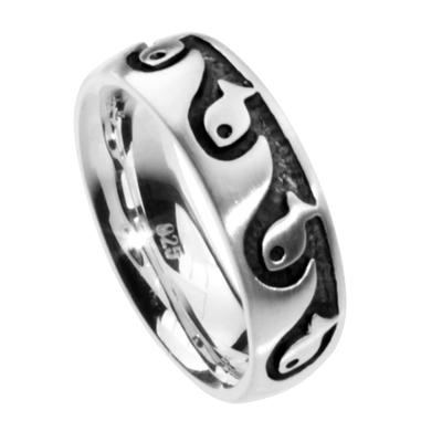 Fingerring OSTSEE-SCHMUCK "- Fisch - Silber 925/000 -" Gr. 54, silber (silber 925, silberfarben, weiß), Fingerringe, Damen, 54, Fingerring