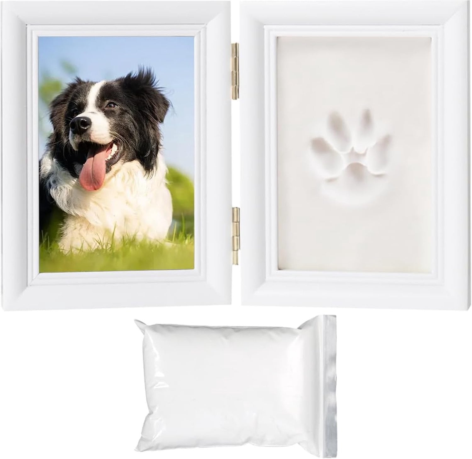 Houten Pootafdruk Fotolijst voor Hond of Kat - Wit