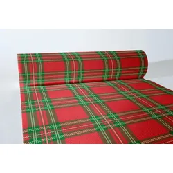 Airlaid Tischläufer Charles, 40 cm x 24 m , 1 Stück - Mank - Schottenmuster rot-grün