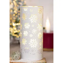 Glas Windlicht Lumira Schneeflocke weiß 20,5cm