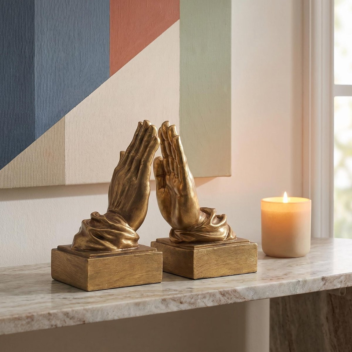 Omgoods Boekensteunen met Biddende Handen - Decoratief en Elegant