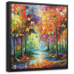 LEINWAND Bilder mit Rahmen - Landschaft - Wald - Farben - Natur - 20x20