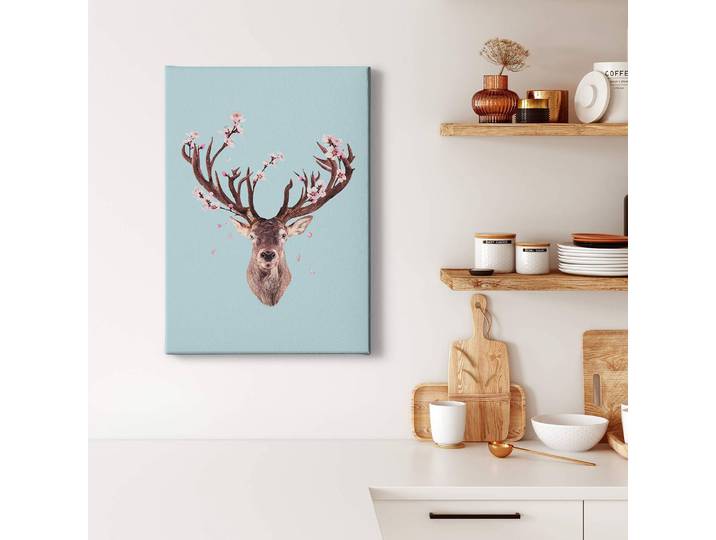 Impression sur toile Fleurs et cerises Polyester PVC / Épicéa Bleu 50 x 70cm