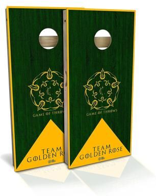 Skip's Garage Team Golden Rose Outdoor Cornhole Board Set