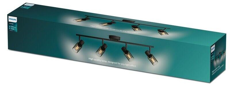 Philips Palms Inbouwspots en Wandspots voor Railsysteem, 4 stuks, Zwart, E14, LED
