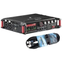 Tascam Audio-Recorder FR-AV4 4-Spur Feldrecorder mit Kabel, Audiorecorder, Schwarz