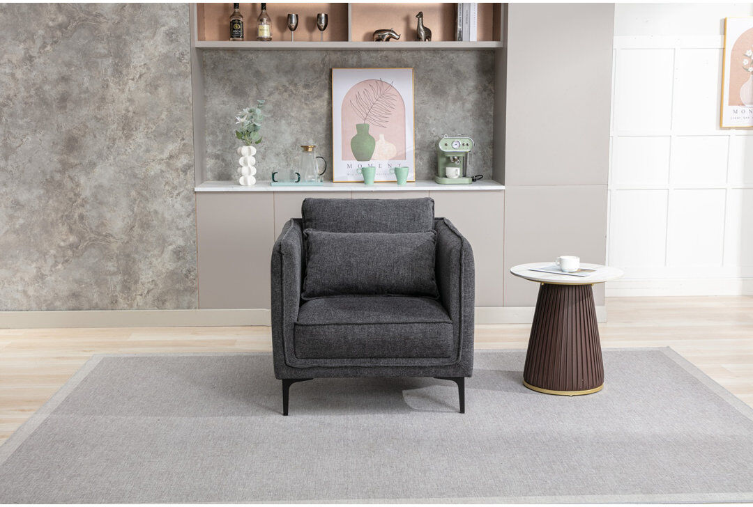 Metro Dazzlyn Upholstered Chenille and Plain Weave / Muslin Armchair Gray 86cm H X 83cm W X 84cm D