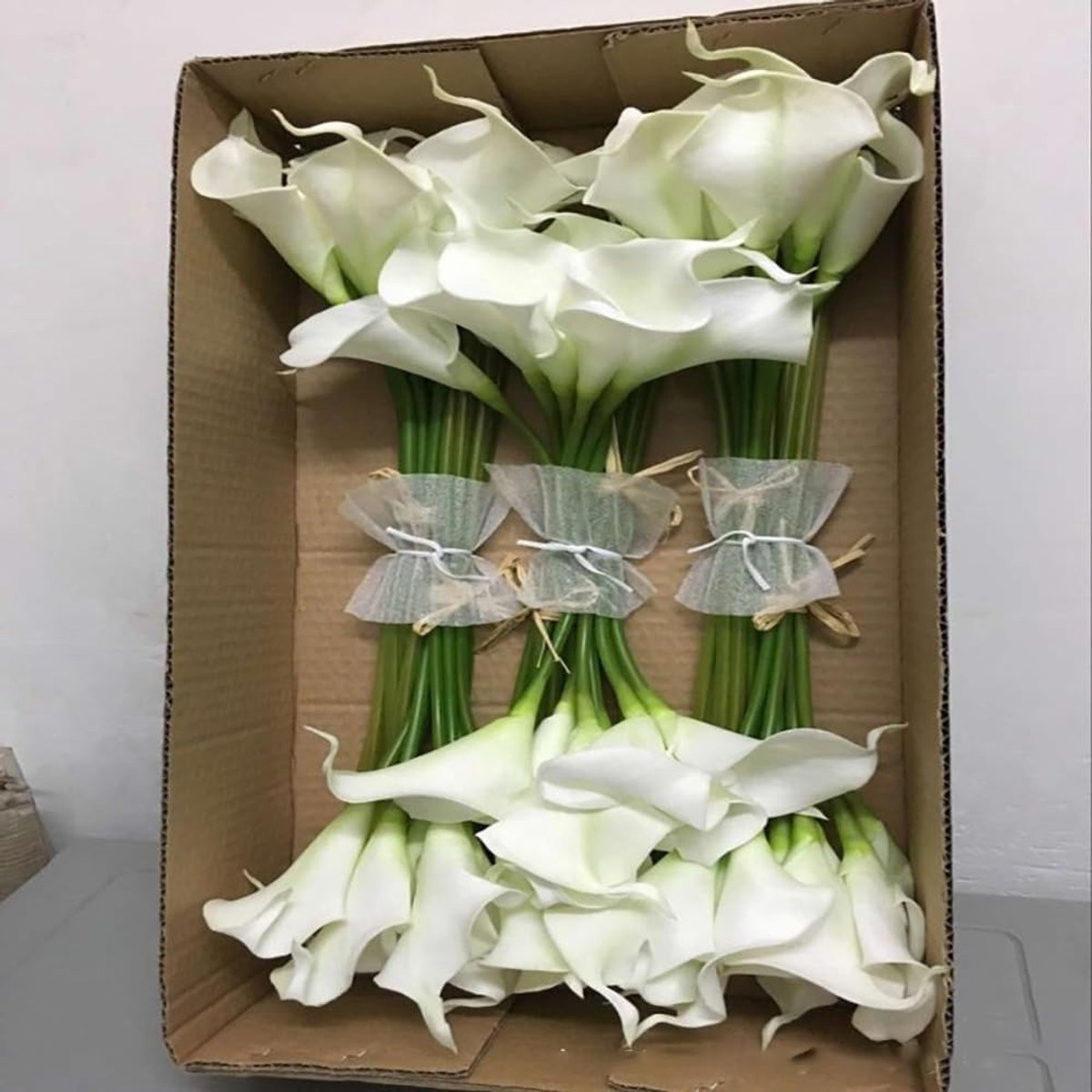 20 stuks Kunstbloemen Calla Lelies - Wit - Zijde met Real Touch Gevoel