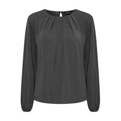Langarmbluse OXMO "Langarmbluse OXHal", Damen, Gr. M, schwarz (schwarzened pearl), Obermaterial: 64% Modal CMD. 36% Polyester PES., Blusen