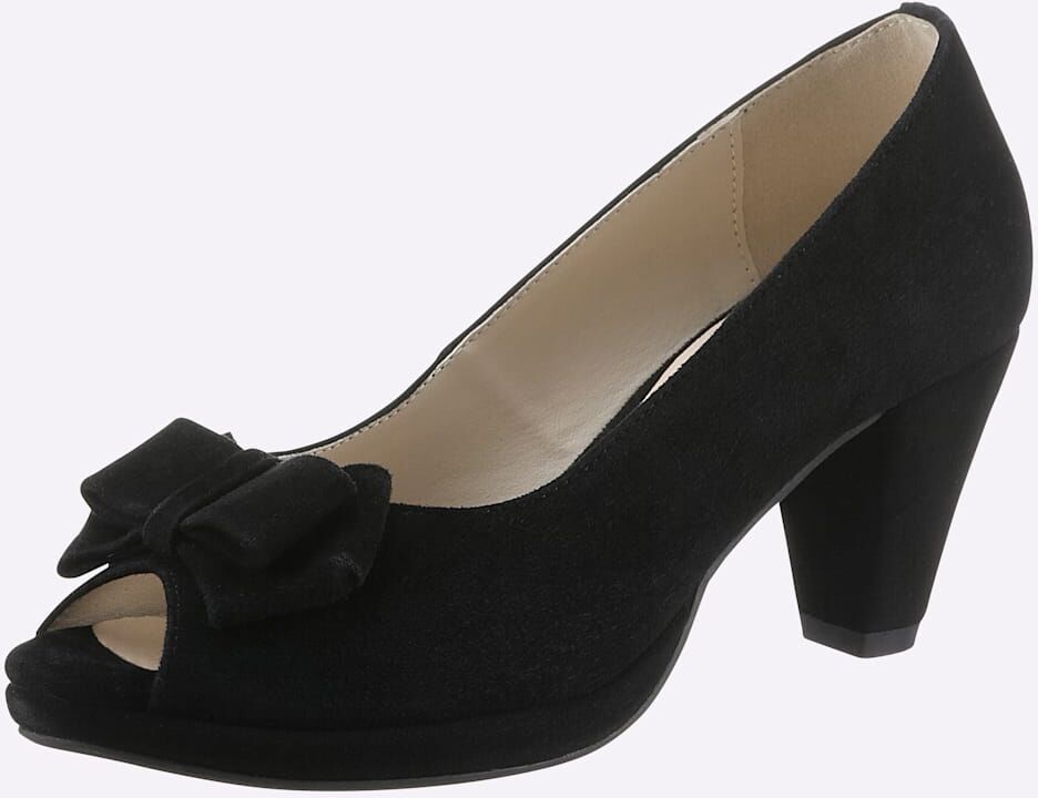 Peeptoepumps ANDREA CONTI, Damen, Gr. 35, schwarz, Leder, Veloursleder, Schuhe Peeptoepumps schwarz 35