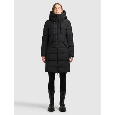Steppmantel KHUJO "ARLENE", Damen, Gr. XS, schwarz, 100% Polyester, unifarben, regular fit knielang, eingesetzt elastischer Bund, Mäntel Steppmantel
