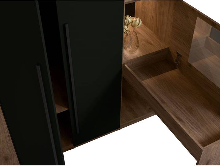 Raumhirsch Furniture Schminktisch Regal, Schrankmodul, Anbauelement, Schminktisch Funktion (Maße: 46,4 x 220,5 x 146 cm (Schrankerweiterung, Regal, Spiegel), Platzsparend, praktisch und stabil konstruiert