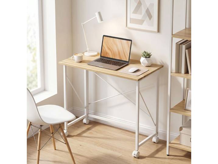 Bureau informatique en PVC et acier 80 x 40 x 75 cm poste de travail pour ordinateur et télétravail pour bureau à domicile
