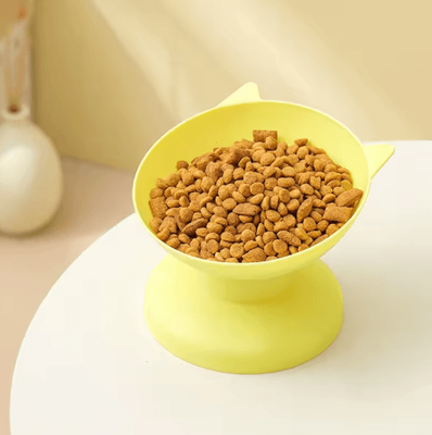 Inspire Picks Elevated 45 Pet Feeding Bowl Raised Cat Bowl With Neck Protection & Anti Tip Design yellow