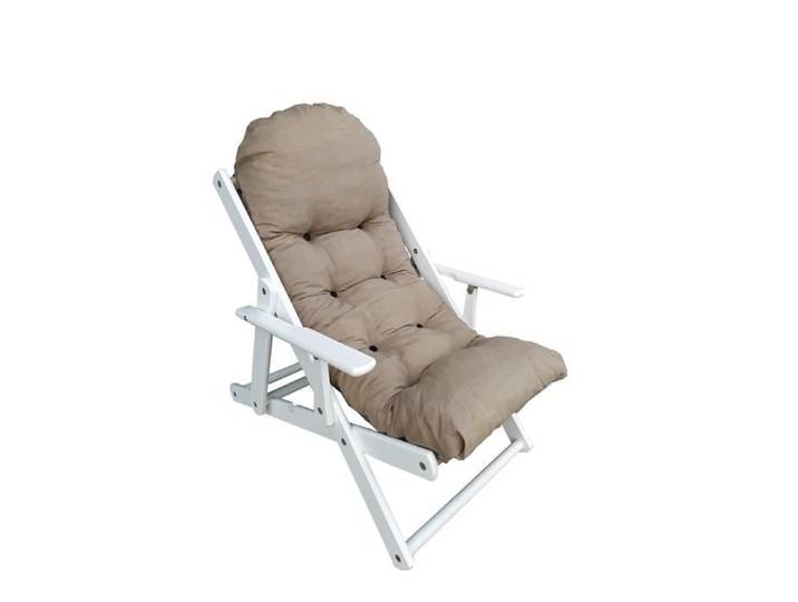 Fauteuil Relax - JAMAICA - Laqué Blanc - 3 Positions - Pliable