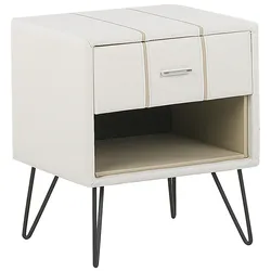 NACHTTISCH weiß Kunstleder schwarze Metallbeine 41/48/56 cm Betin